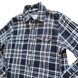Abercrombie & Fitch Heavy Flannel Shirt/Jacket Mens M Muscle Black White Plaid